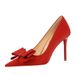 Elegant Satin Pointed-Toe High Heels With Bow Detail - Women's Formal Party Shoes In Multiple Colors & Sizes High Heel Women's Shoes_vogvips.com