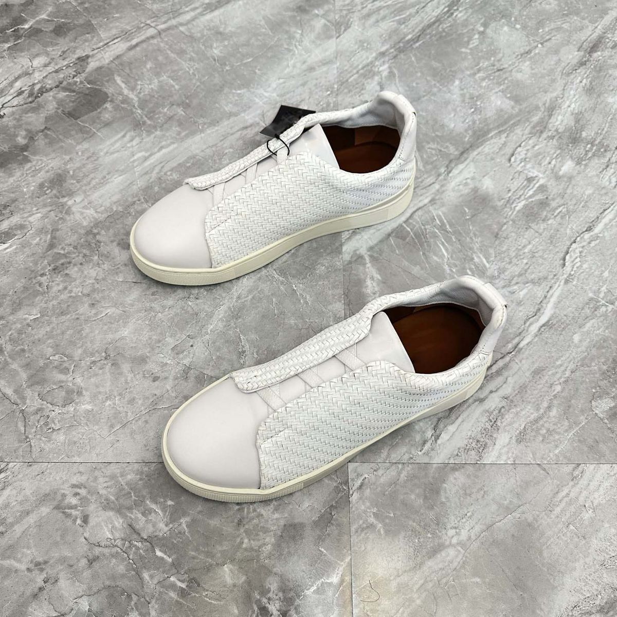 Original Label And Box, White Sneakers, Genuine Leather Casual Sports Shoes, Slip-on Loafers, High-end Men's Shoes_vogvips.com