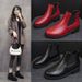 Plus Size For Women 2025 Spring And Autumn New Red Martin Round Toe Chunky Mid Heel Elastic Short Boots_vogvips.com