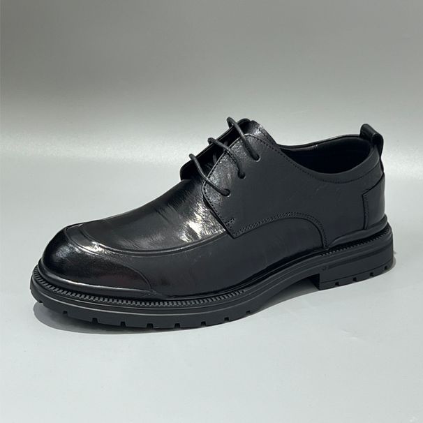 Men's 2024 Summer New British Style Lace-up Genuine Breathable High-end Pure Cowhide Business Casual Leather Shoes_vogvips.com