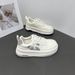 Panda Round Toe Thick Soled White Shoes New Chic Big Head Bread Student Campus Sneakers_vogvips.com
