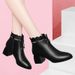 Women's Short Boots That Make Your Feet Look Smaller, Mom's High-heeled Shoes, Autumn And Winter Mid-heel White Martin Boots, British Style Soft Leather Shoes_vogvips.com