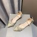 Pointed-toe Single-strap Shoes, Korean Style, New Summer Versatile Chunky Heel Fairy-style Embroidered Mid-heel Sandals_vogvips.com