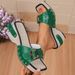 Plus Size Women's Strappy Wedge Sandals With Buckle Detail – Chunky Heel Open-Toe Summer Beach Shoes In Black, White, Green & Brown_vogvips.com
