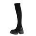 Black Suede Stretch For Women 2025 Winter New Thick Sole Chunky Heel Over-the-Knee Slim Sock Long Boots_vogvips.com