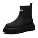 Thick-soled Letter Short Boots Men's High-top Leather Shoes Green Motorcycle Boots Sleeve Knight Boots_vogvips.com