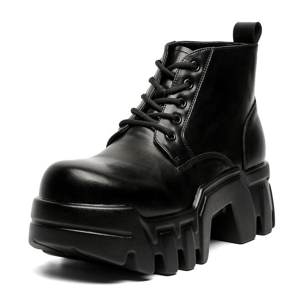 Gear Bottom Heightened Thick-soled Martin Boots Men's High Street Bulldozer Tooling Locomotive Boots Medium Head Derby Boots_vogvips.com