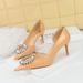 638-AK29 European And American Style Party Shoes, High Heel, Stiletto, Shallow Mouth, Pointed Toe, Patent Leather, Side_vogvips.com