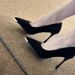 wangjia Wangjia Black Suede High Heels Women Spring And Autumn New Metal Pointed Toe Thin Heel Shallow Mouth_vogvips.com