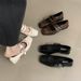 Square Headed Shallow Mouth Bow Single Shoe 2025 New Korean Version Small Leather For Women, British Coarse Heel Mary_vogvips.com