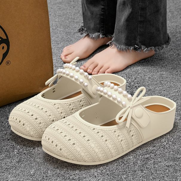 Thick-soled Birkenstocks Women's 2026 New Summer Outer Wear Woven Breathable Non-slip Soft-soled Bag Head Half Slippers Women_vogvips.com
