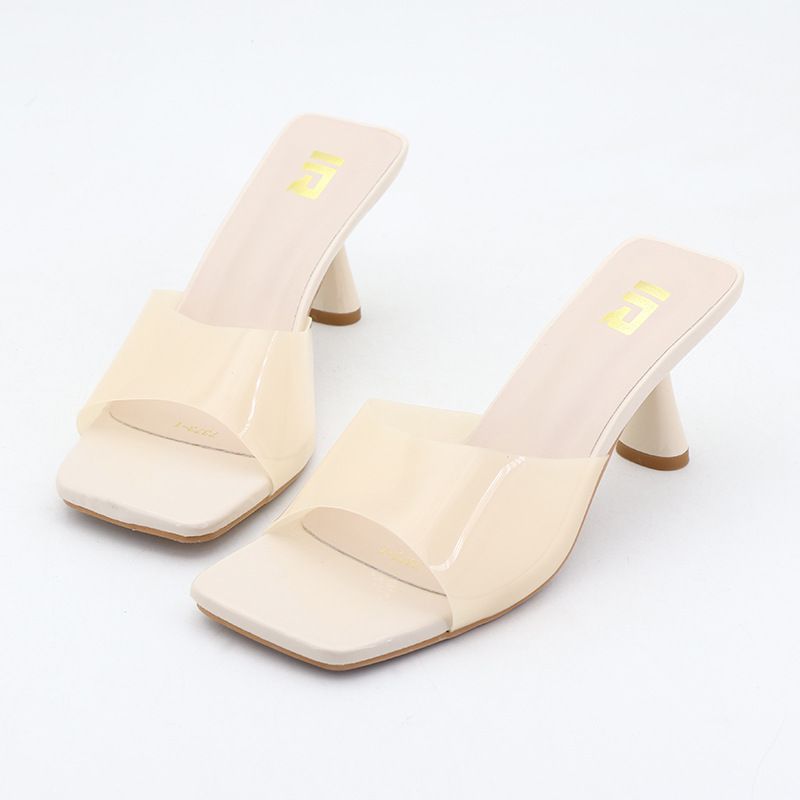 Elegant Square-Toe Transparent Strap High Heels - Breathable Summer Sandals For Women, Comfortable & Stylish, Available In Multiple Colors & Sizes_vogvips.com