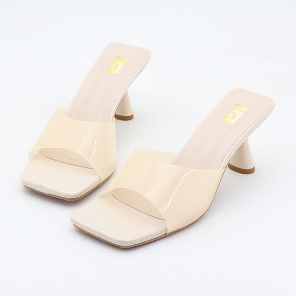 Elegant Square-Toe Transparent Strap High Heels - Breathable Summer Sandals For Women, Comfortable & Stylish, Available In Multiple Colors & Sizes_vogvips.com