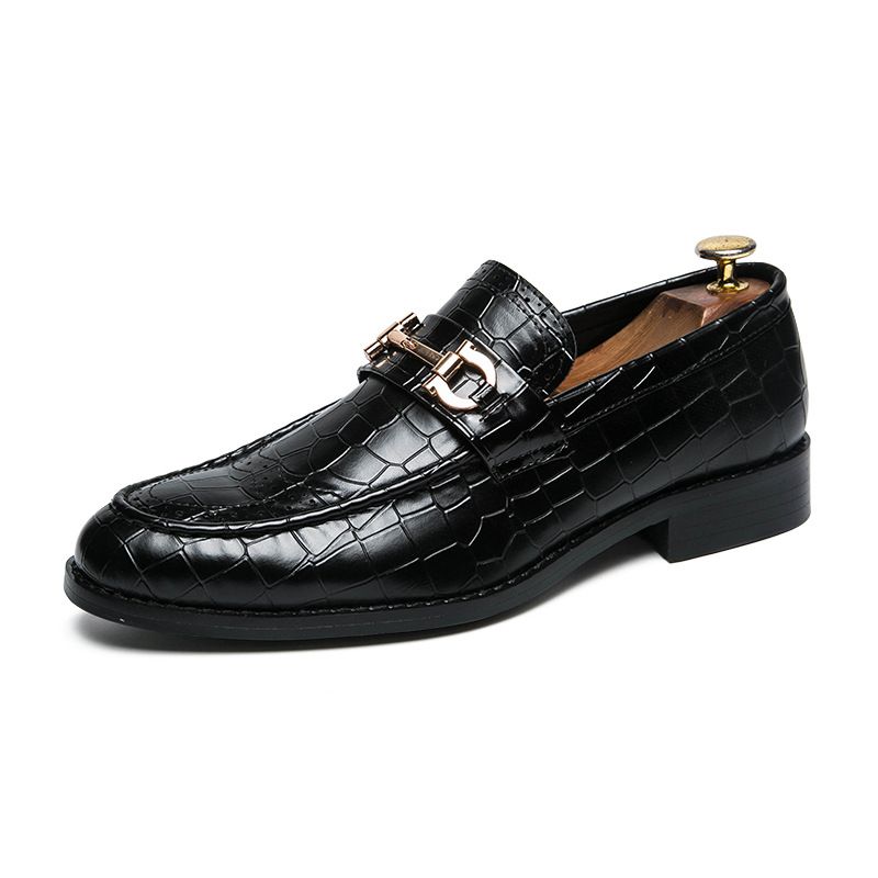 Euro Step Brogue Autumn Casual Korean Pointed Toe Fashion Men's British Style Hairdresser Leather Slip-On Trendy Shoes For Men_vogvips.com