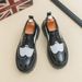 British Fashion Men's Big Head Black And White Color-blocking Thick Sole Heightened Casual Men's Shoes Lace-up Business Banquet Wedding Leather Shoes_vogvips.com