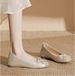 NEW French-style High-heel Ballet Flat-toe Open-toe Shoes, Flat-bottomed, Evening Shoes, Women's Silver-colored Leather Shoes_vogvips.com