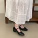 Cameido Women's French Square Toe Mary Jane Flats With Bow Strappy Fairy Style Spring Shoes_vogvips.com