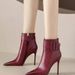 Winter Fashion High Heel Ankle Boots For Women Pointed Toe Belt Buckle Stiletto Heel Side Zipper Plus Size European American Style_vogvips.com