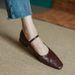 Italy~Kalen·Oli French Mary Jane Women's 2 Genuine Soft Leather Shallow Square-Toed Single Shoes_vogvips.com