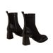 Comfortable Black Square Toe Slim High Short For Women Spring And Autumn Single With High-End Thick Sole Chunky Heel_vogvips.com