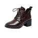 Retro Martin Boots Chunky Heel Lace Up Pointed Toe Mid Heel Fashion Boots British Style Plus Size Winter New Style Size 43_vogvips.com