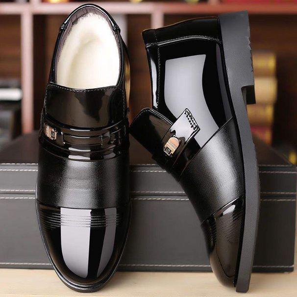 European Warm Series New Cotton Fleece-Lined Warm Leather For Men Waterproof Non-Slip Winter Style Middle-Aged Elderly Dad Work Shoes_vogvips.com