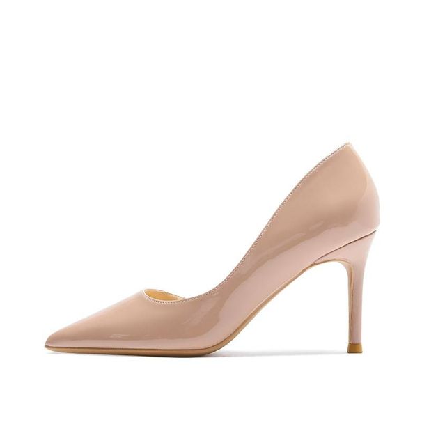 Women's Shoes Wedding Party Size Patent Leather Side Hollow Nude High Heels Women's Stiletto Sexy Fashion Shallow Mouth Single Shoes Women_vogvips.com