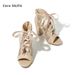 Summer Sandals Thick Heels High Heels Outdoor Wear Fish Mouth Lace Up Open Toe Large Size Women's Shoes_vogvips.com