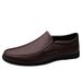 Business Casual Men's First Layer Cowhide Soft Sole Non-Slip Driving Slip-On Lazy All-Season Leather Shoes Men_vogvips.com