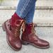 Women's Plus Size Chunky Heel Ankle Boots With Side Zipper & Lace-Up Detail - PU Leather Martin Boots_vogvips.com