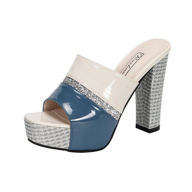 Women's High Heel Sandals - Summer Fashion Platform Peep Toe Mule Slides With Chunky Heel & Waterproof Sole_vogvips.com