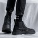Brock Chelsea Boots Men's Genuine Leather Martin Boots High-top Leather Shoes Thick-soled Heightening Style Retro Zhongbang Short Boots_vogvips.com