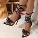 Embroidered Butterfly Strappy High Heel Sandals Pointed Toe Summer Glam Shoes Light Luxury Butterfly Decorated Stiletto Heels With Lace Up Design_vogvips.com