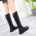 Cameido The Buckle Can Be Worn Twice Retro Rear Zipper Knight Boots For Women, Autumn And Winter Fleece Long Boots And High Boots_vogvips.com