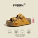 Women's Toast Style Sandals 4.5cm Platform Sole Genuine Leather Brown Apricot Gray Beige Summer Fashion Slippers_vogvips.com