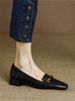 Single Shoe Women's Spring 2025 New Style French Square Toe Thick Heel Anti Slip Middle Heel, One Foot Commuting Small_vogvips.com