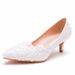 Women's Shoes Elegant and simple lace flower wedding shoes, white 5cm high heeled bridal shoes for wedding photos, adult ceremony shoes, wedding shoes_vogvips.com