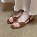 Vintage One-Strap Sandals For Women Summer 2025 Niche Design Low Heel Flat Beach Slippers_vogvips.com