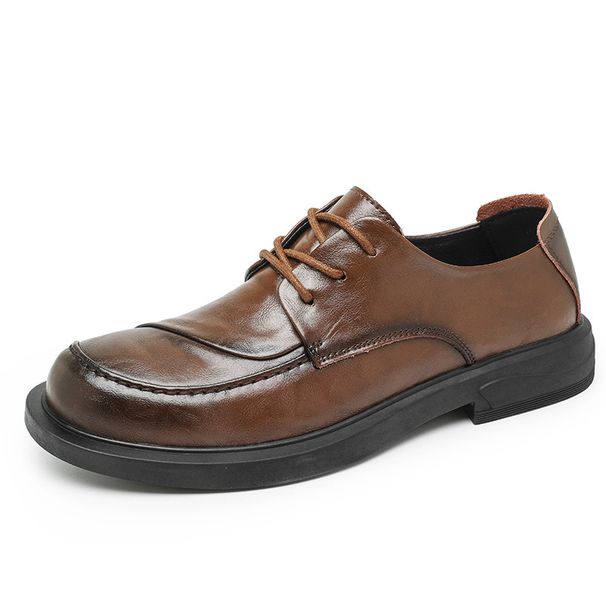 Euro Step Men's 2025 Spring New Business Casual Soft Sole Lace-up Versatile Groom Wedding Formal Leather Shoes_vogvips.com
