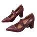 Fashionable Pointed-toe Angora Red Elegant Women's High-heeled Shoes, Solid Color, Simple Design, With Eyelet Strap And_vogvips.com