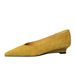 6300 Korean-style Fashionable Low-heeled , Pointed Toe, Shallow V-cut, High-end Suede Professional Wedge Shoes For_vogvips.com