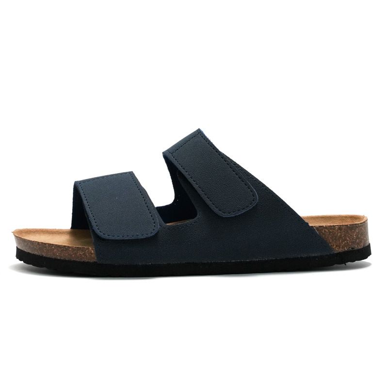 RUIZUSTOCK Ruizu Cork Trendy Student One Word Slippers Double Strap Men's Beach Shoes Matte Leather_vogvips.com