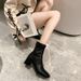 Women's Short For Spring Autumn 2024, New Summer Thin Style, Fashionable Square Toe, Chunky Heel, Mid-heel, Stylish And_vogvips.com
