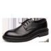 Euro Step Men's Leather British Style Pointed Toe Trendy Business Casual Lace-up Wear-resistant Fashion Brogue Shoes_vogvips.com