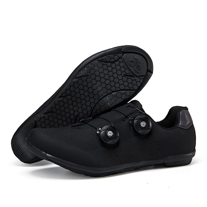 New Style Cycling Shoes With Locks, Double Buckle Lock Shoes, Men's And Women's Road Bicycle Power Shoes, Hard Bottom Mountain Bike Rubber Bottom_vogvips.com