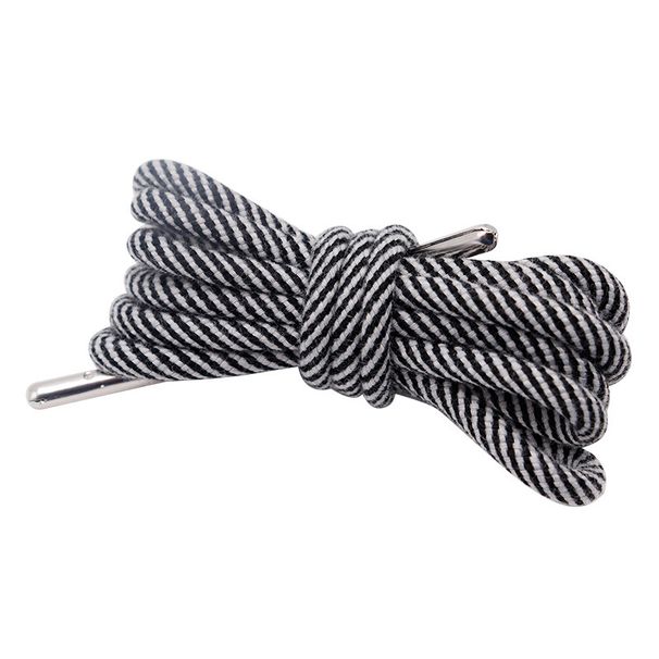 Two-tone Striped Polyester Cotton Round LACES Plus Metal Shoes With Head Daddy Shoes Sneakers Trend Shoe Cord Strap_vogvips.com