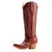 Womens Red Embroidered Western Cowboy Boots Leather For Casual Country Daily Wear_vogvips.com