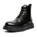 Retro Martin Boots Lace-up Locomotive Tooling Boots Thick-soled High-top Leather Shoes Black Short Boots_vogvips.com