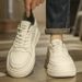 Men's Board Shoes Lightweight Soft Sole Platform Sneakers White Casual Sports Versatile Thick Bottom Lace Up Walking Shoes_vogvips.com