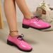 British Style Women's Lace-Up Loafers Plus Size Round Toe Dress Shoes Retro Style Spring Collection Size 43 Black Low Heel_vogvips.com